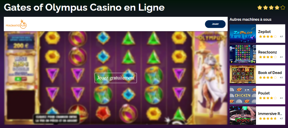 Casino-Jeux-Fm presente exemple de machines &agrave; sous populaires : Gates of Olympus, Sweet Bonanza et live casino Evolution